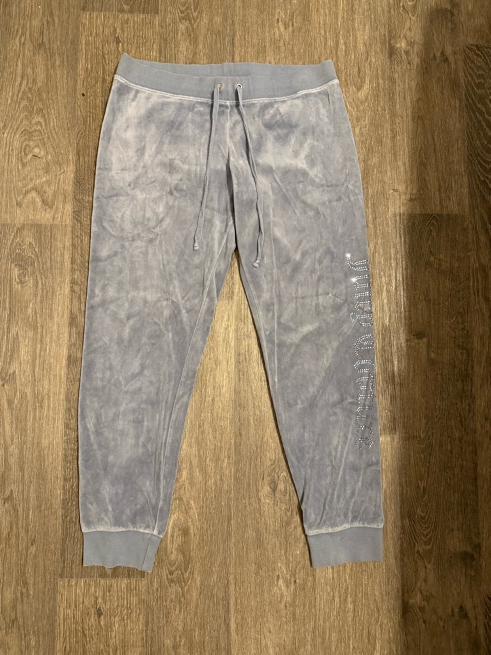 Y2K Juicy Couture Velour Pants with Side Rhinestone Detail